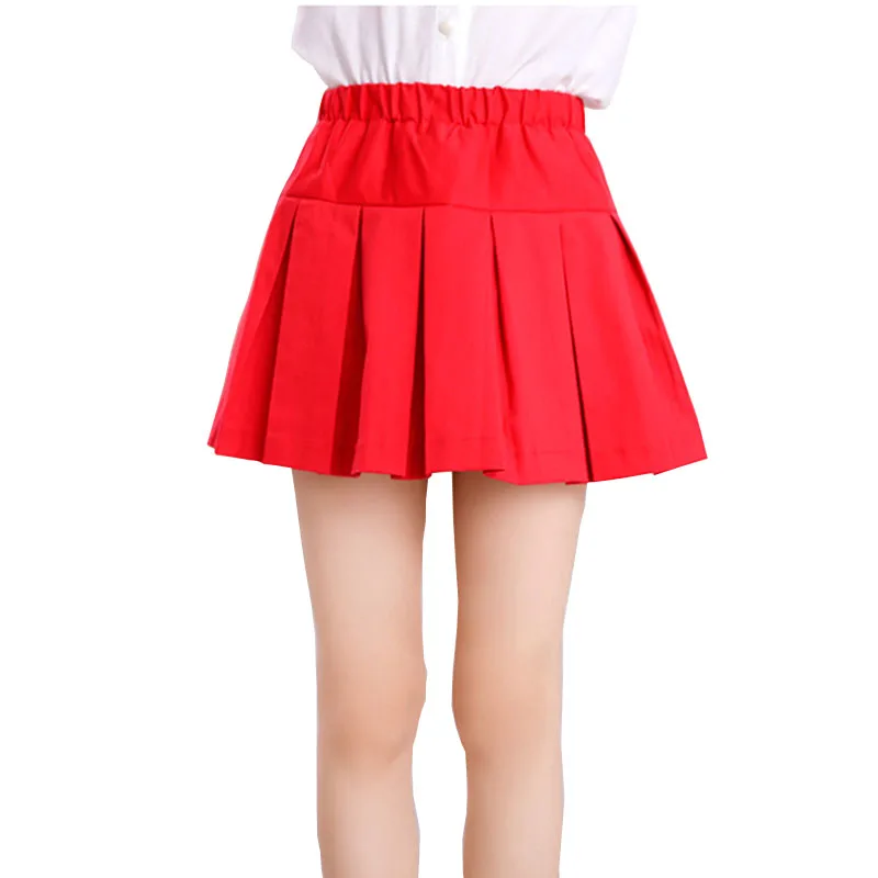 

Детская плиссированная юбка, хлопковая юбка для девочек 4-14 лет, красного и белого цвета, на лето и осень, школьная одежда для детей 4-14 лет, 2019