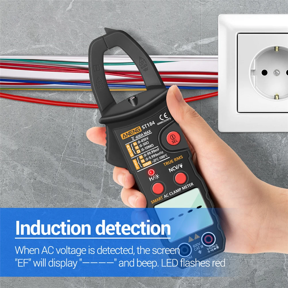 

ST184 Digital Clamp Meter 6000 Counts Multimeter AC/DC Voltage Current Tester Automatic Range RMS High Precision Multimeter