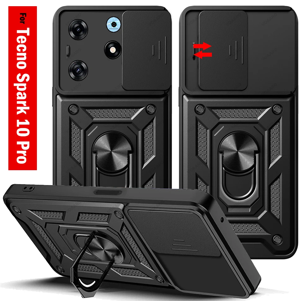

Slide Lens Armor Funda for Tecno Spark 10 Pro Case for Tecno Spark 8 9 10 Pro 4G 8C 6 Go 2022 2023 Case Magnetic Stand Cover