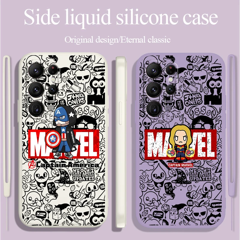 

Superhero Marvel Cool Soft Case For Samsung S23 S22 S21 S20 FE S10 Plus Lite Ultra 5G Liquid Rope Phone Cover