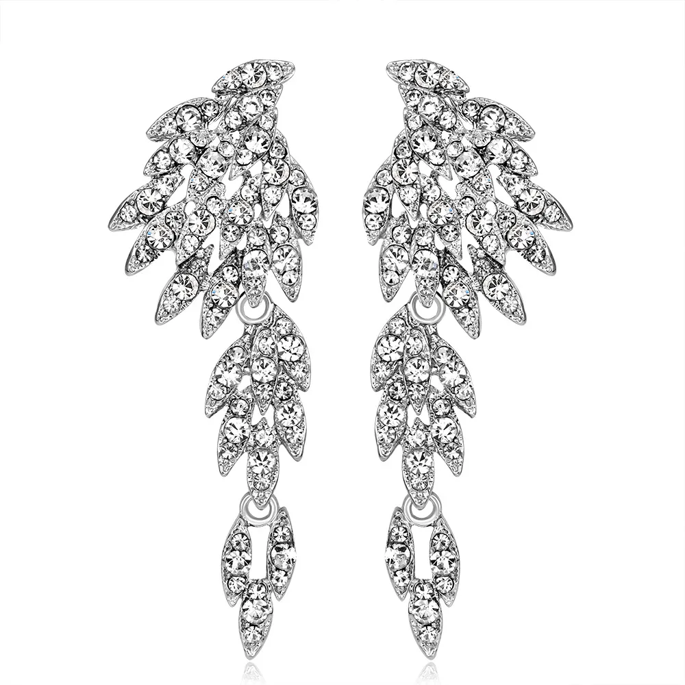 

Earrings with Wings Shiny Crystal Rhinestone Pendant Earrings Luxury Drop Earrings for Women Wedding Fashion Jewelry Accessories
