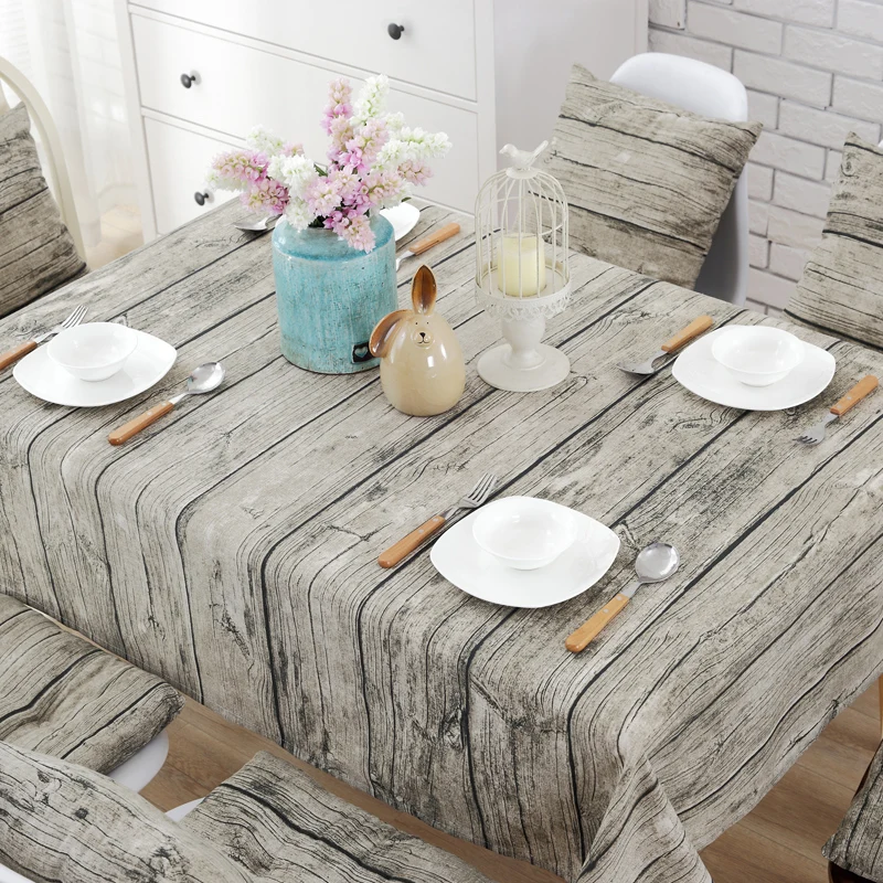 

Cotton linen decorative retro tablecloth, wood grain, square, rectangular, picnic, party, wedding, home tablecloth