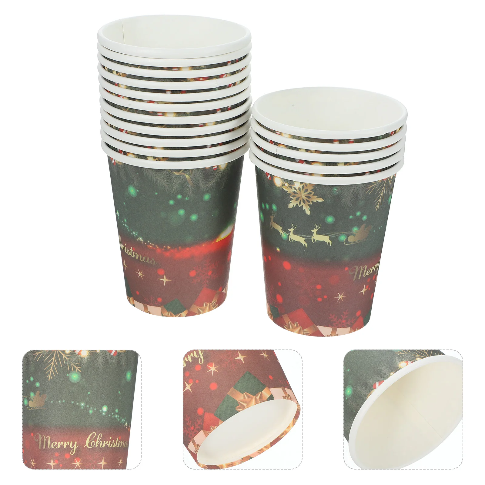 

32 Pcs Coffee Glass Paper Drinking Cup Christmas Cups Ice Cream Office