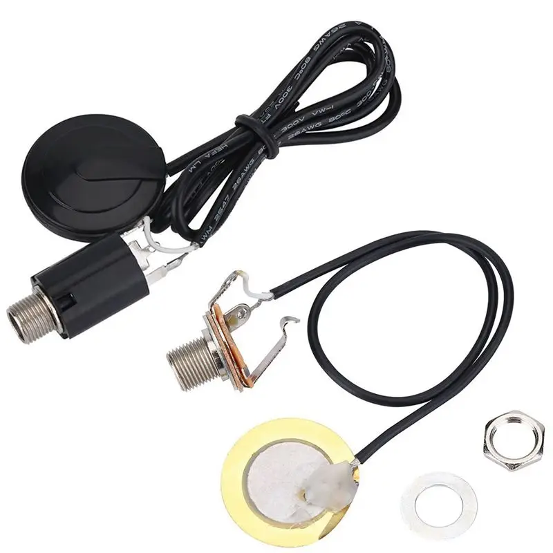 

1 Set Acoustic Guitar Pickup Piezo Transducer & 1 Set Acoustic Guitar Transducer Pre-Wired Amplifier Piezo Jack Pickup