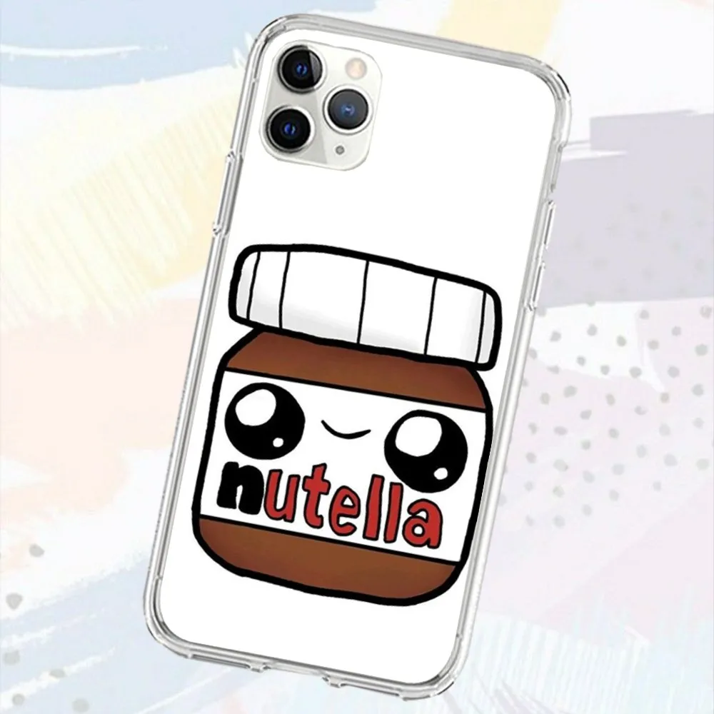 Kawaii Chocolate Nutella Phone Case For Iphone 16 15 11 13 14 Pro Max 7 8 Plus X Xr Xs Se2020 12mini Transparent Cover