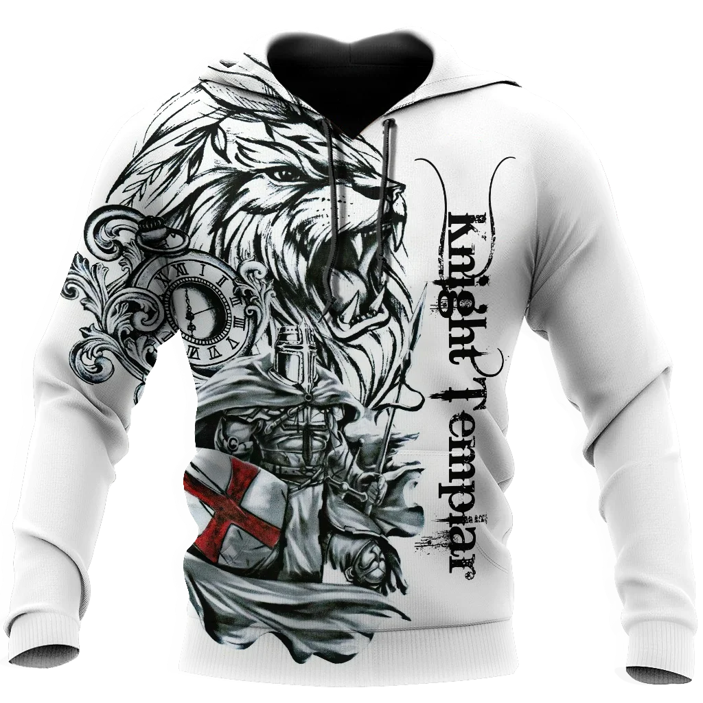

Мужская толстовка Львиный рыцарь Templar с 3D принтом, осень и зима, унисекс, роскошная толстовка, пуловер на молнии, Повседневная Уличная одежда