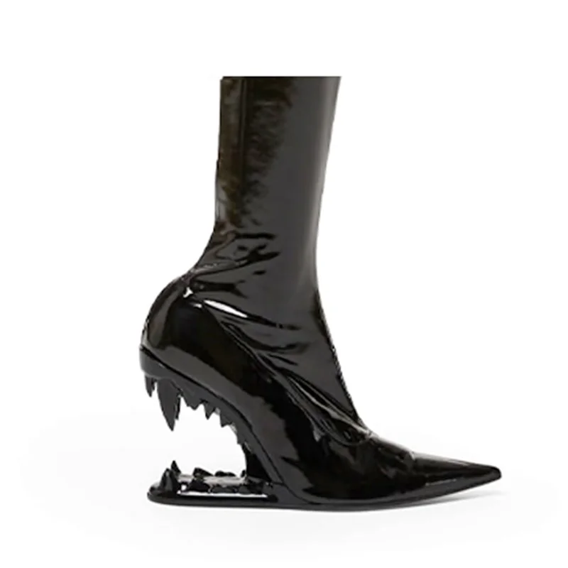 European pop microfiber pumps fashion design ankle boots for women sexy pointed toe zipper riding boots high heels sock boots