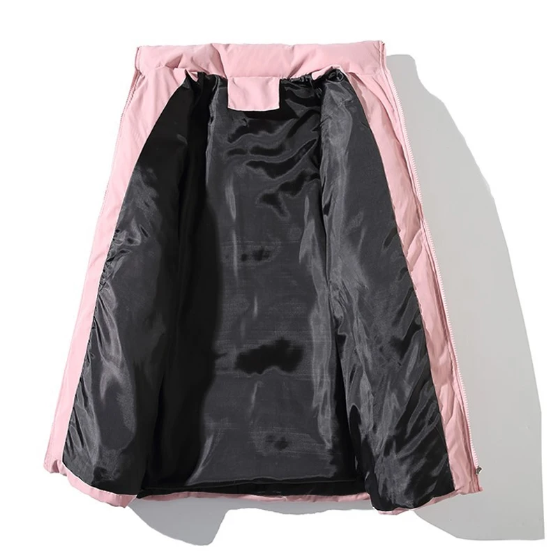 New Winter Men'S Padded Warm Cotton-Padded Jacket Fashioncollar Casual Solid Color Parka Street Jogging Zipperwindproof Coat 3XL