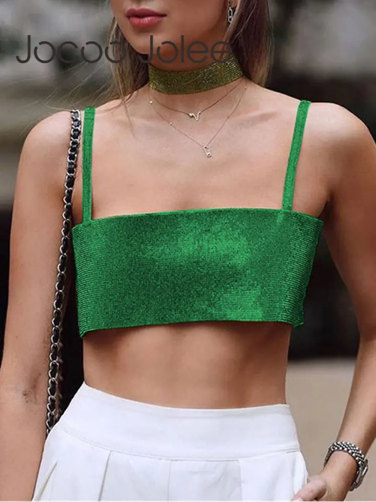 

Женский Блестящий клубный Топ, сексуальный облегающий Топ без рукавов с блестками, элегантные вечерние и ночные блестящие укороченные топы...