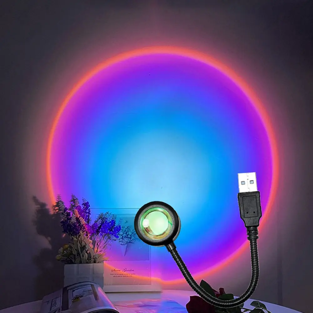 

4pcs USB Sunset Lamp Projection LED Rainbow Neon Night Light for Bedroom Decoration Romantic Atmosphere Neon Light