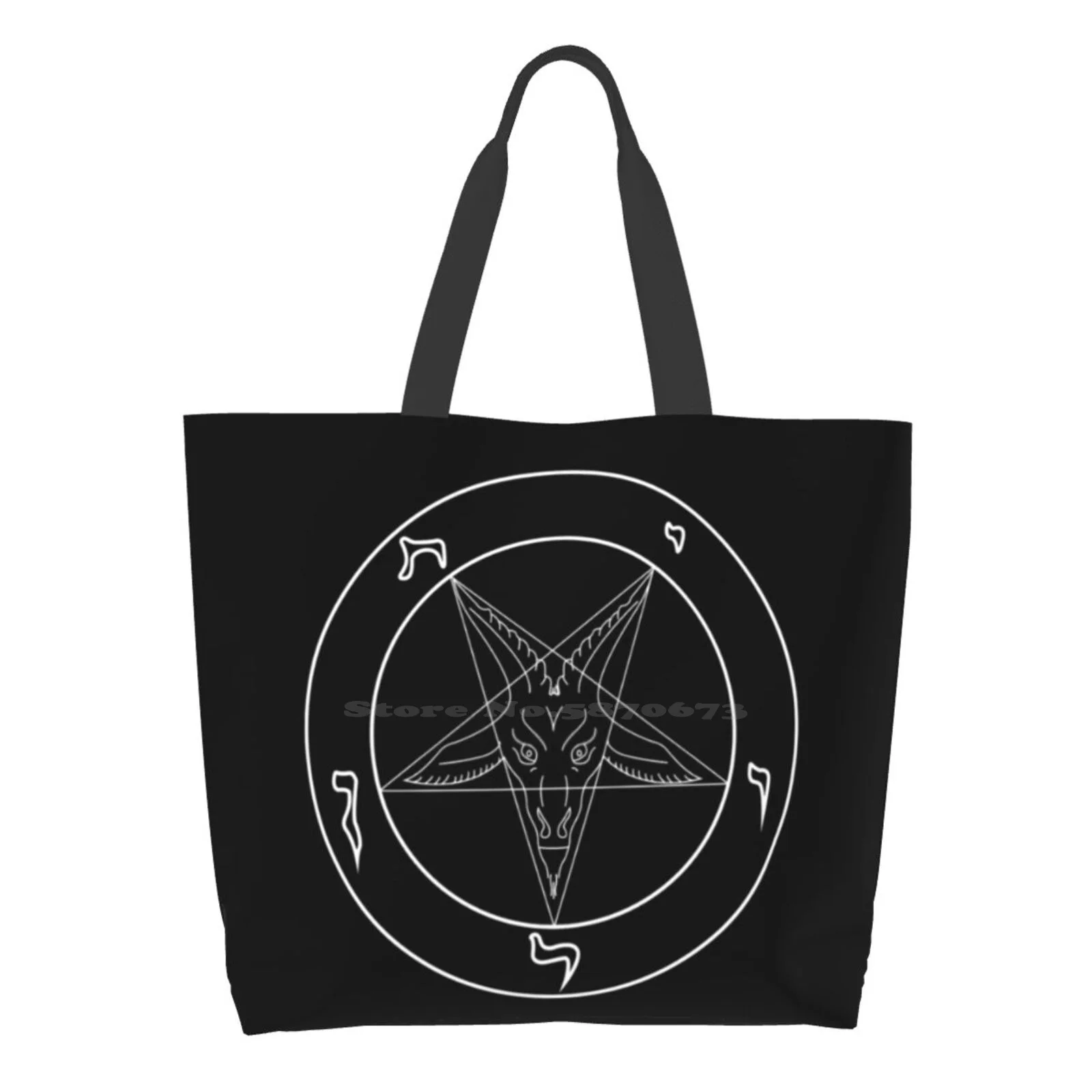 

Baphomet Pentagram Rune Girls Handbags Shoulder Bags Large Size Baphomet Satan Devil Occult Goat Pentagram 666 Demon Satanic
