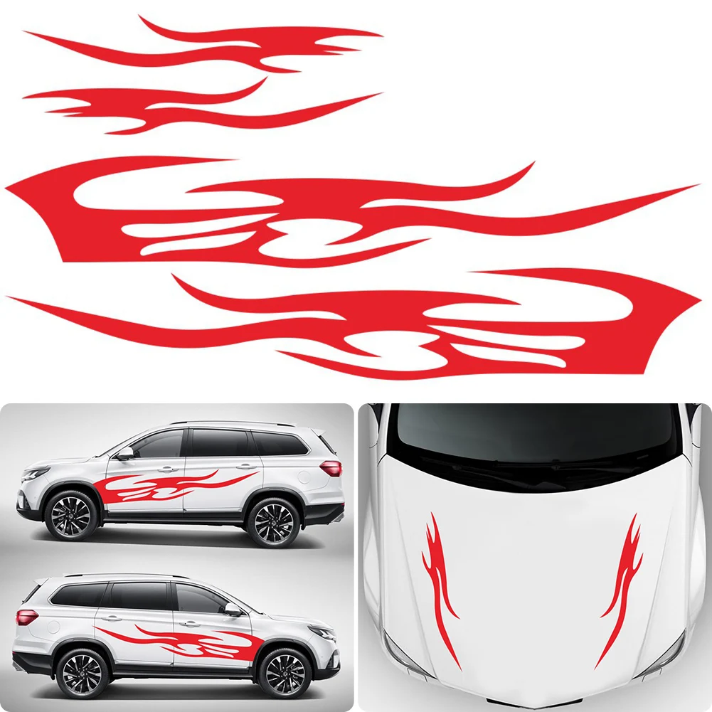 

4Pcs Car Decals Flame Sticker Door Panel Engine Cover Decoration Stickers PVC Graphics Car Styling Decor for SUV Camper RV