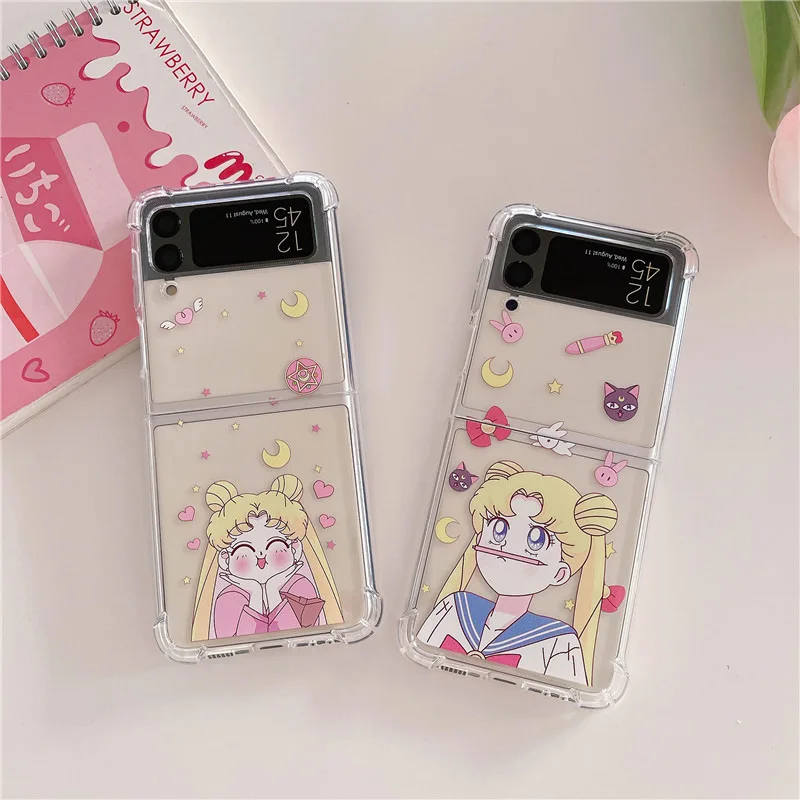 

Anime Sailor Moon Lovely Phone Case for Samsung Galaxy Z Flip 4 3 Soft TPU Back Cover for ZFlip4 ZFlip3 Cases Protective Shell