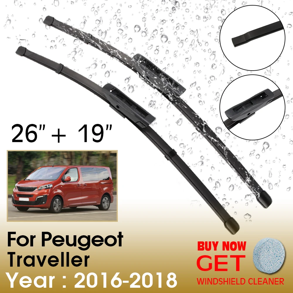 

Car Wiper Blade For Peugeot Traveller 26"+19" 2016-2018 Front Window Washer Windscreen Windshield Wipers Blades Accessories