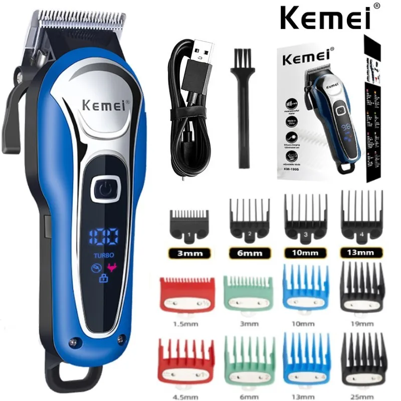 

Kemei KM-1995 Original powerful motor rechargeable LCD display hair clipper adjustable hair trimmer electric beard trimmer for