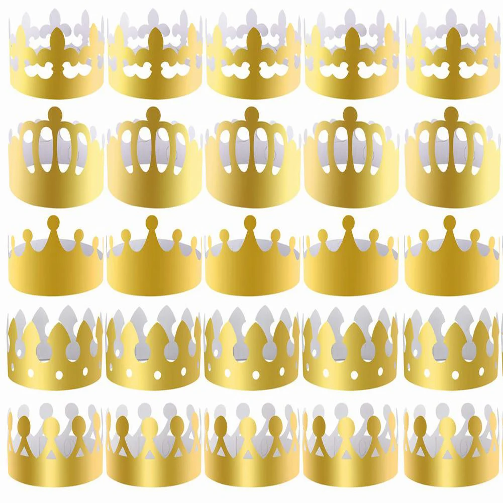 

25pcs Birthday Party Hat Toys Holiday Gift Paper Gold Card Crown Kids Adult Birthday Hat Prince Princess Crown Birthday Party De