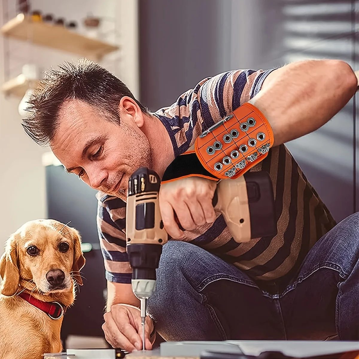 Черный магнитный браслет с сильными магнитами от NIUXIANG. Уникальный дизайн для