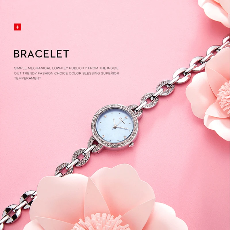 KIMIO Топ Бренд стразы женские часы с браслетом серебро 2018 пробы роскошные под