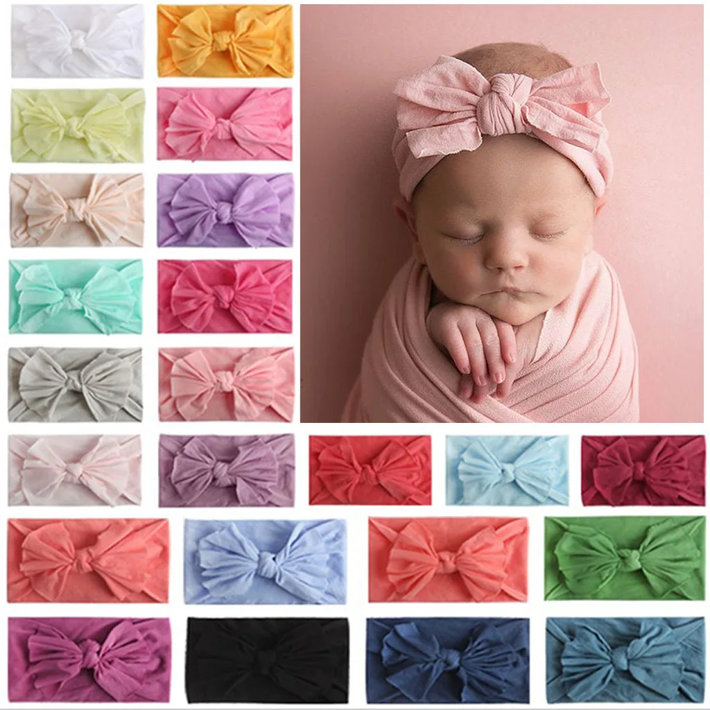 

1pc Soft Baby Headband Elastic Knot Turban Nylon Headbands baby girl headbands Newborn Bow Hairband Toddler Hair Accessories