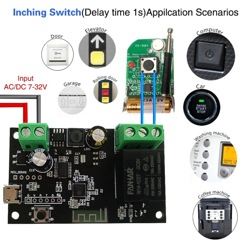 

WiFi Relay Tuya Smart Switch Module 12V Smart life APP Remote Control Timer DIY Inching Self-Locking Work with Alexa Google Home