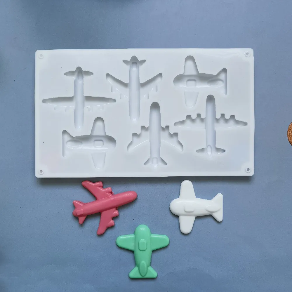 

6 aircraft chocolate silicone molds DIY candy pudding dessert molds cake decoration plugins kitchen baking utensils