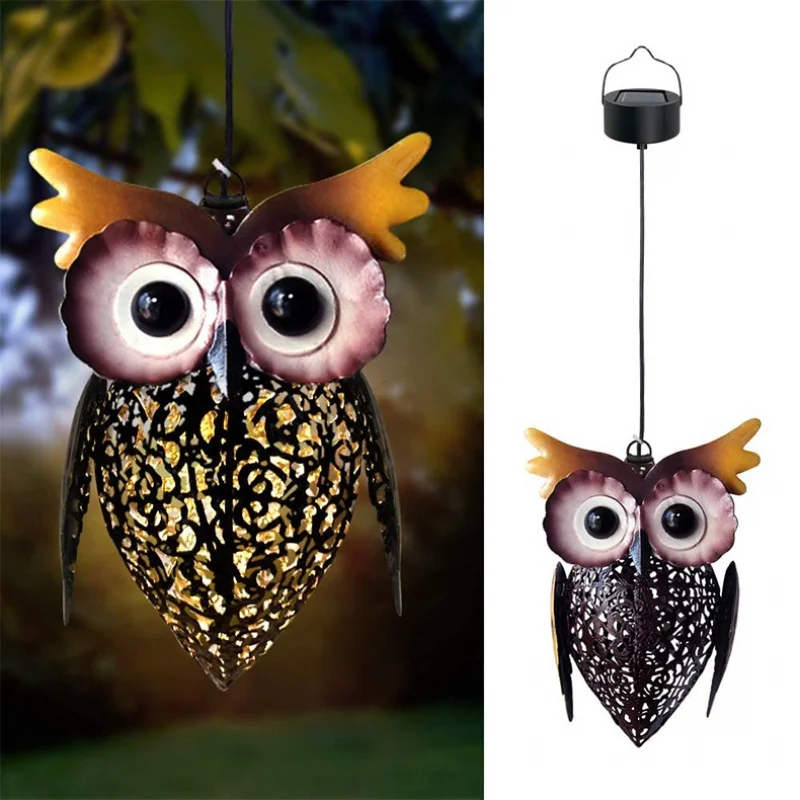 

Solar Garden Hanging Lamp Owl Hollow Projection Lamp Outdoor Courtyard Decoration Landscape Light for Gift