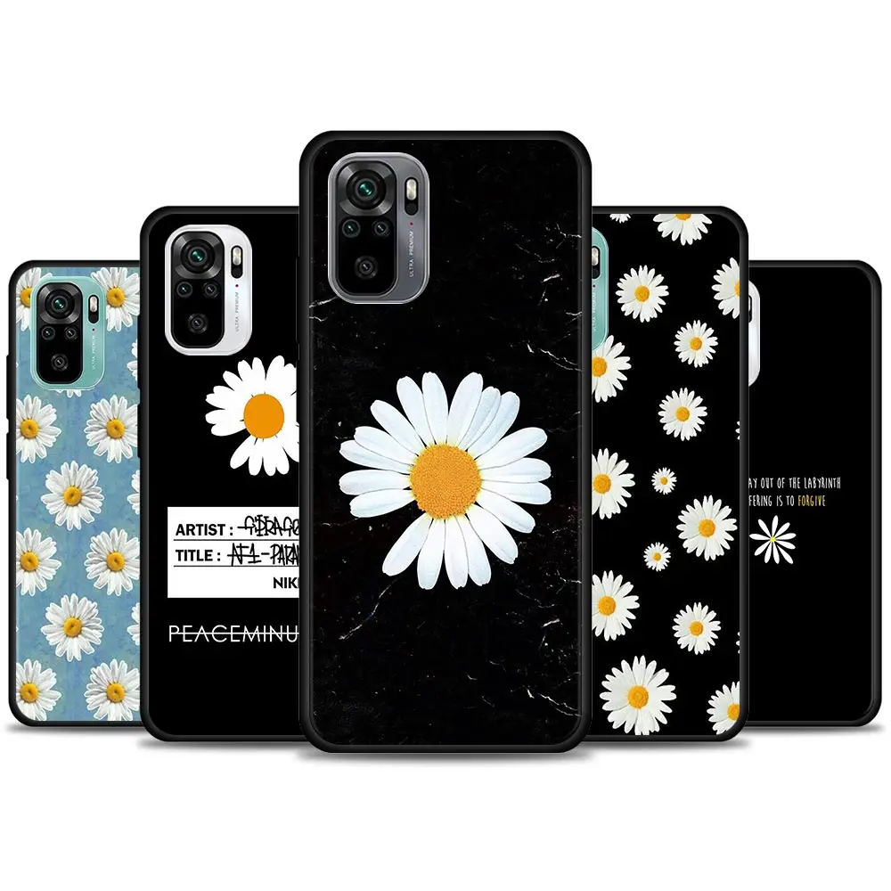 

Daisy Personality Doodle White Phone Case for Redmi 10 9 A C i K20 K30 Pro K40 Plus Pro Note 10 Pro 11 Pro Soft Silicone