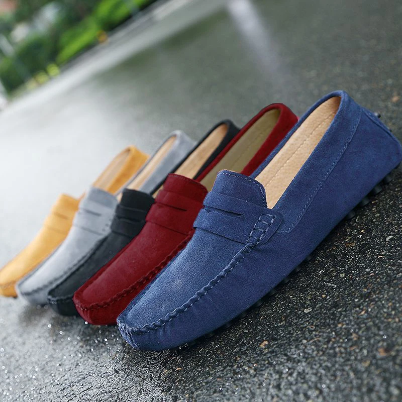 

Men's Suede Casual Shoes Leather Handmade Flat-bottomed Loafers Large Size British Casual Men's Shoes Men Casual Shoes 2021