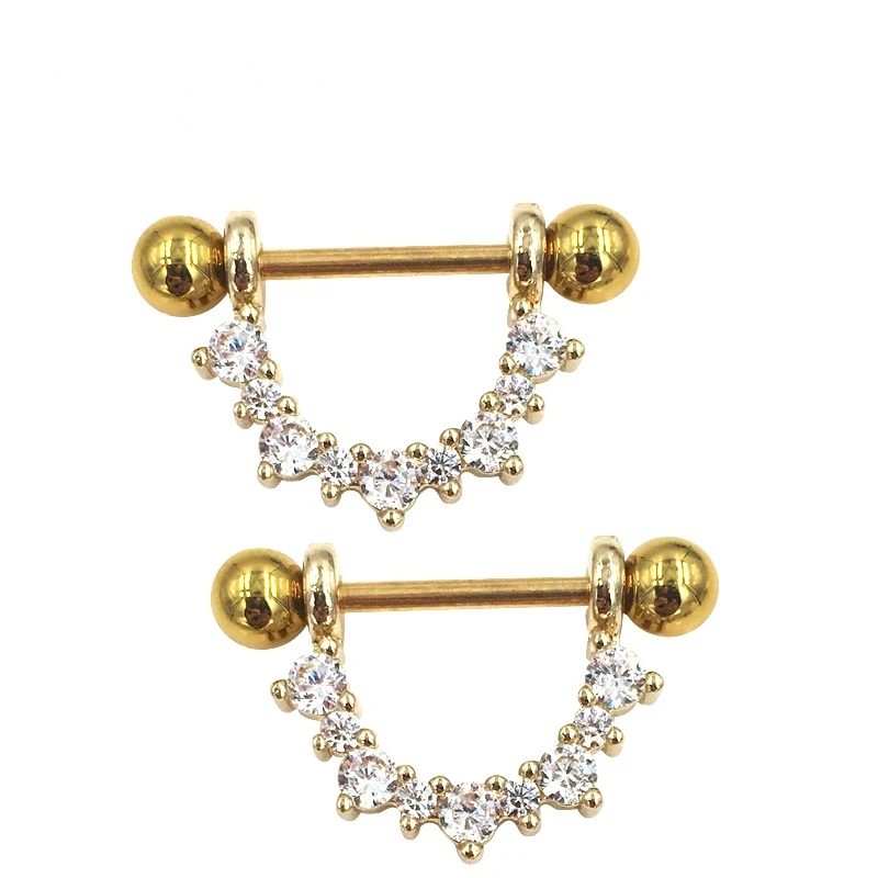 

Кольца для сосков из нержавеющей стали с фианитом, 1,2 х19 мм, 14 г