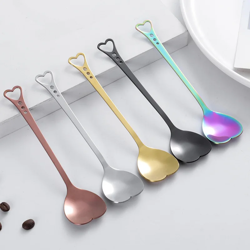

Mini Cute Coffee Spoon 304 Stainless Steel Love Shape Teaspoon Dessert Dim Sum Spoon Milk Children Spoon Tableware