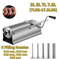 commercial manual sausage stuffer filler machine w 4 nozzles 3l 7 8l stainless steel for making sausage hot dog bratwurst