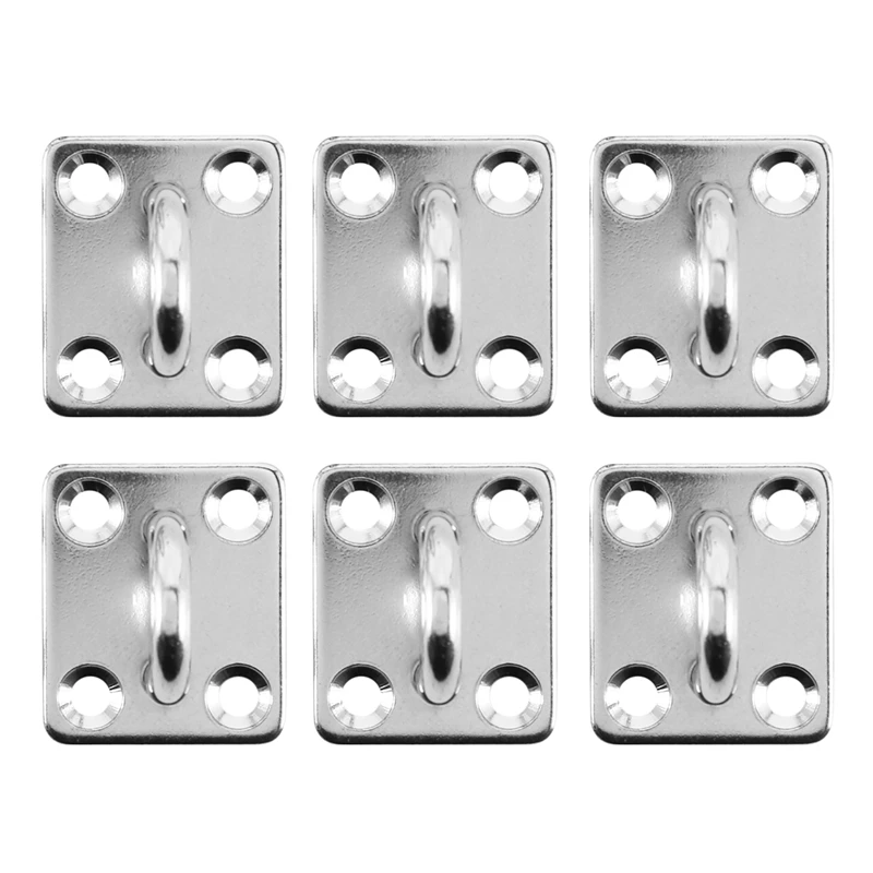 

304 Stainless Steel 5Mm Thick Ring Square Sail Shade Pad Eye Plate Boat Rigging 6Pcs