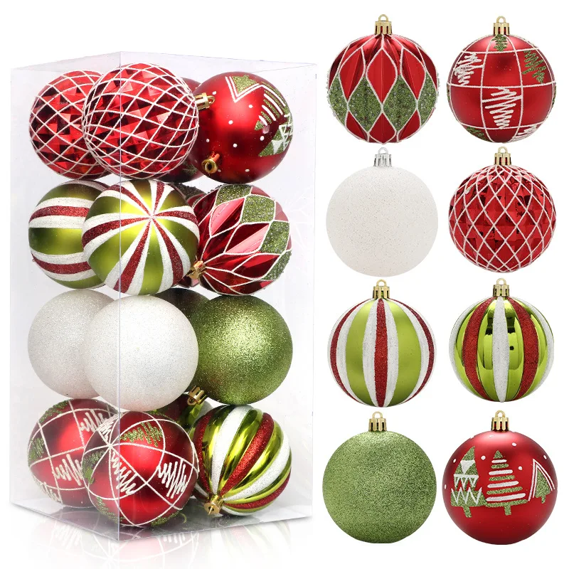 

Christmas Decorations Red, Green and White Shaped Painted Christmas Ball Hanging Set Christmas Tree Pendant Accessories
