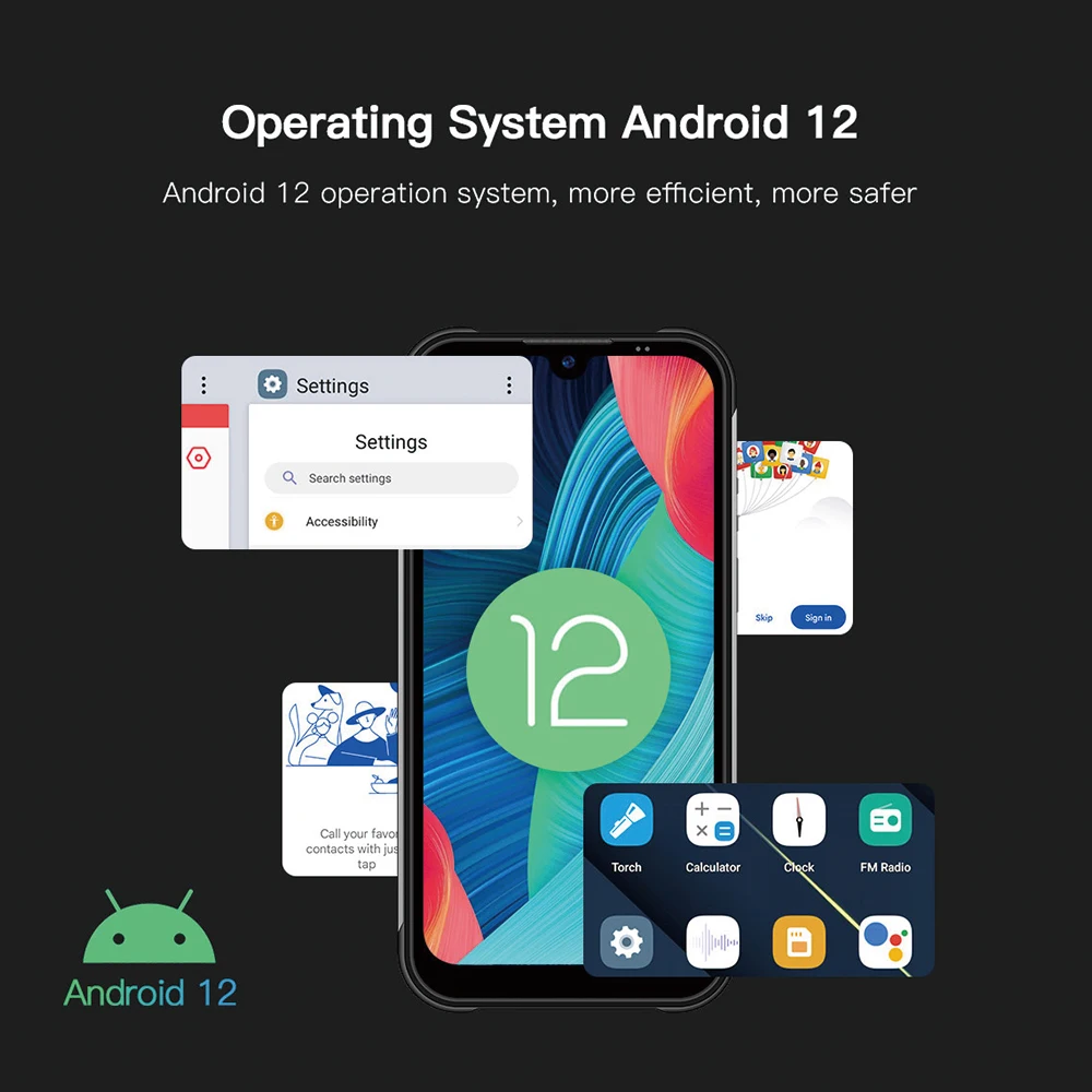 UNIWA W555 Android 12 4G Cellphone 5.71 Inch 3GB 32GB MT6761 Quad Core Mobile Phone 13MP Rear Camera 4000mA NFC Smartphone