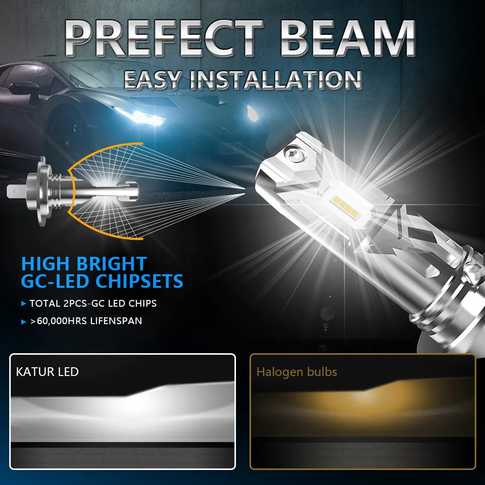 Сверхъяркая лампа для фар головного света H7 100 лм H18 Turbo Mini 6500 Вт K фара Hyundai Tucson I30 I40