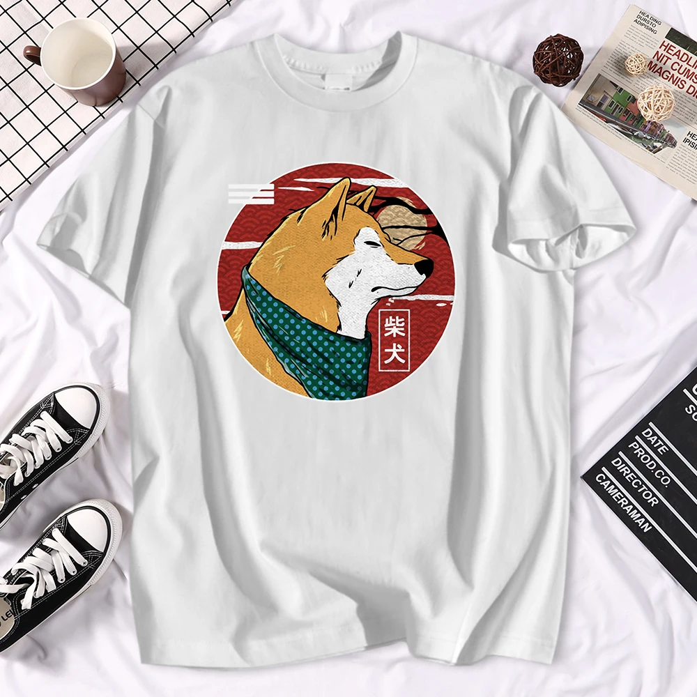 

Japanese Style Shiba Inu Print Men'S T Shirts Fashion Slim T-Shirts Simplicity Comfortable T-Shirt Cool Casual Summer Man Tops