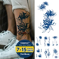 blue other side flower ink juice waterproof temporary tatto sticker sexy flower transfer body art fake tattoo men women lasting