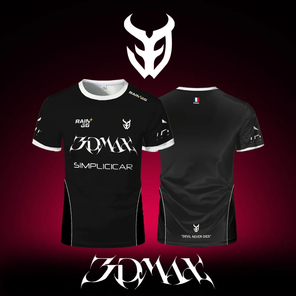 Фото 3DMAX Esports Team 2025 Униформа CS2 Pro League Дышащие тренировочные майки с короткими рукавами Мужская спортивная футболка с круглым вырезом Молодежные топы №2
