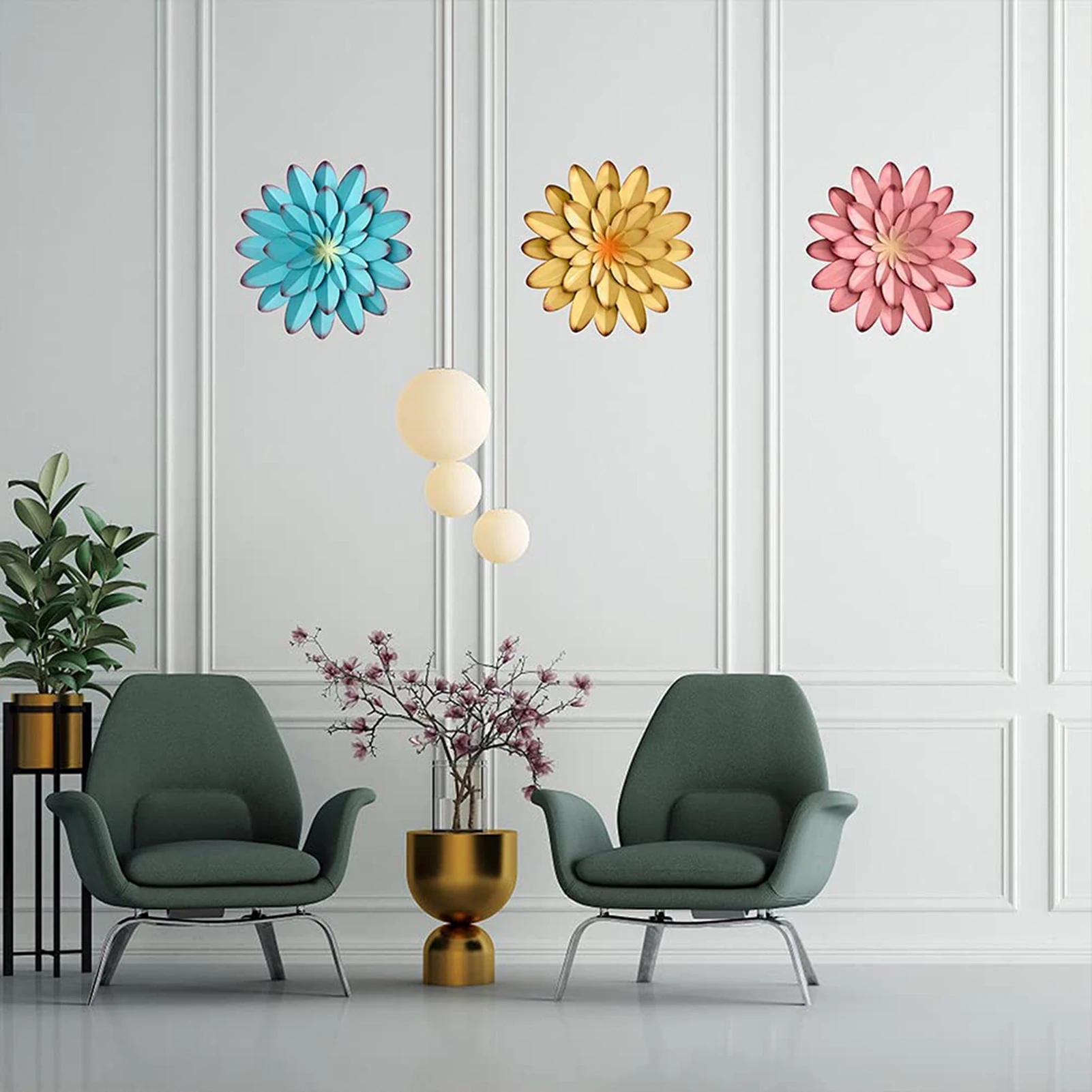 

Металлический цветок искусство 12 дюймов Цветок настенное Искусство украшение 12 дюймов металлическое растение настенные украшения для гос...