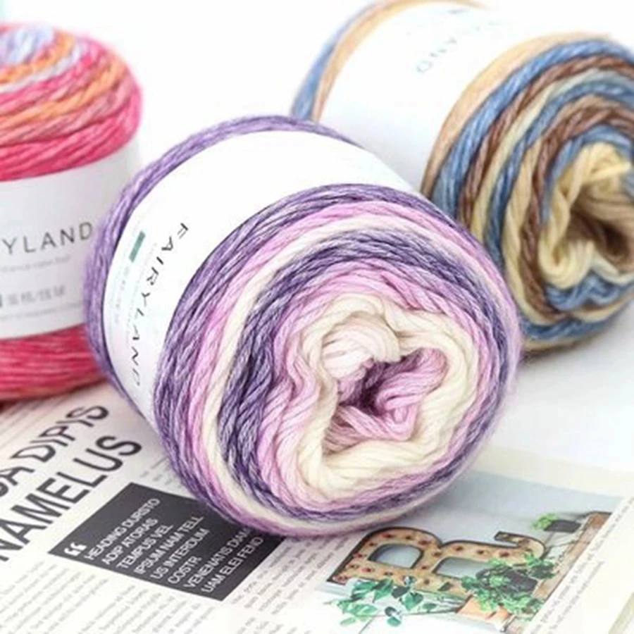 

100g Rainbow Woollen Yarn New Soft Hand Woven Cake Yarn Hat Scarf Sweater Dyeing Crocheting Fancy Blend Yarn