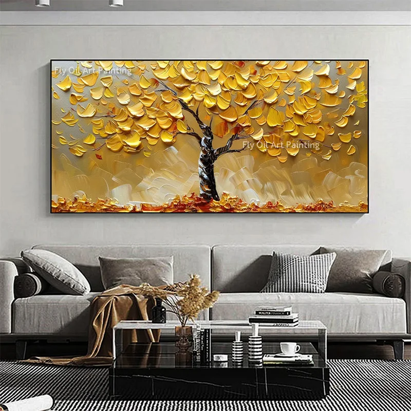 Современное современное дерево пейзаж нож толстая картина маслом ручная роспись