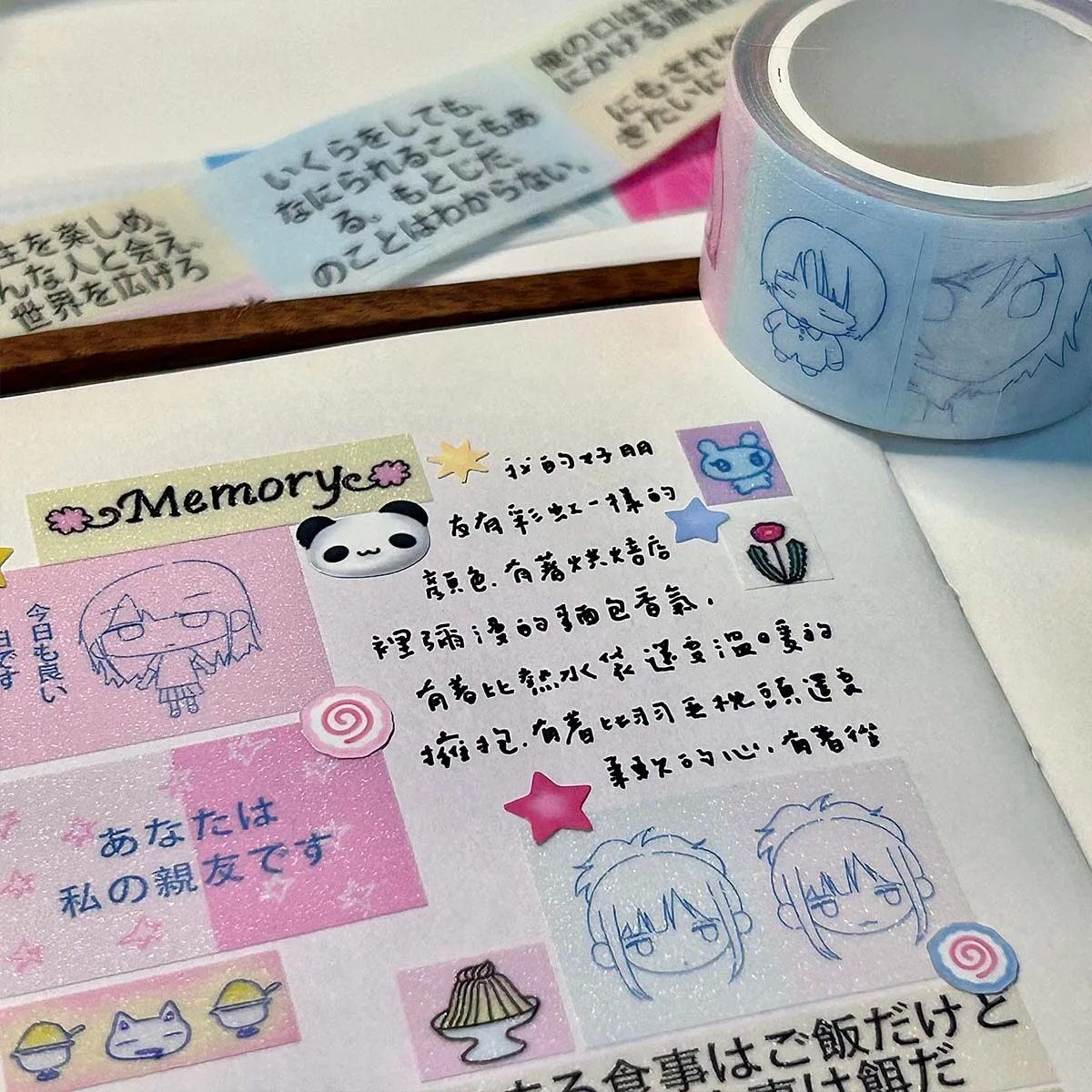 WAKAWAKA ПЭТ блестящие деко наклейки для скрапбукинга Kawaii персонажи васи лента