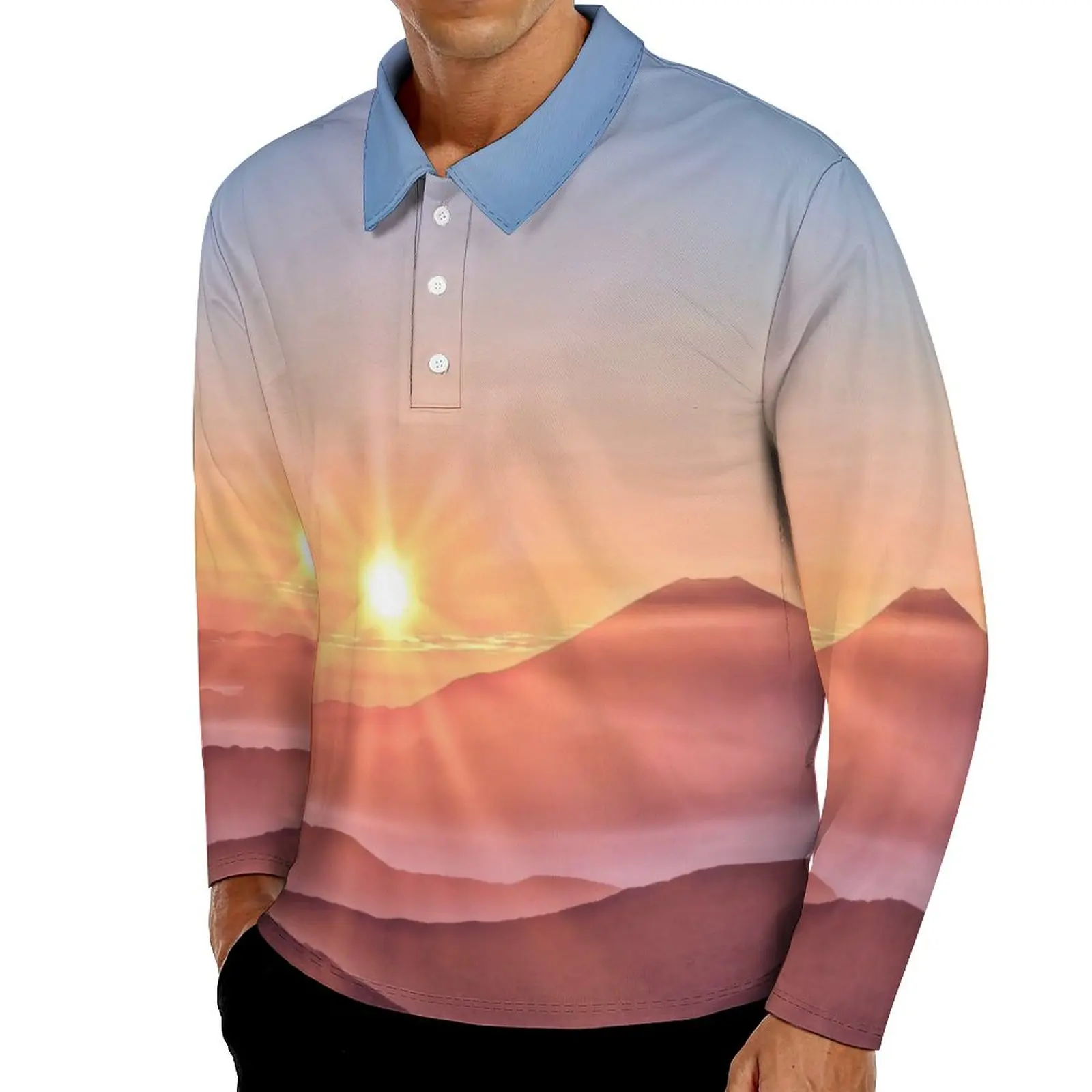 

Рубашка-поло женская оверсайз с длинным рукавом и принтом