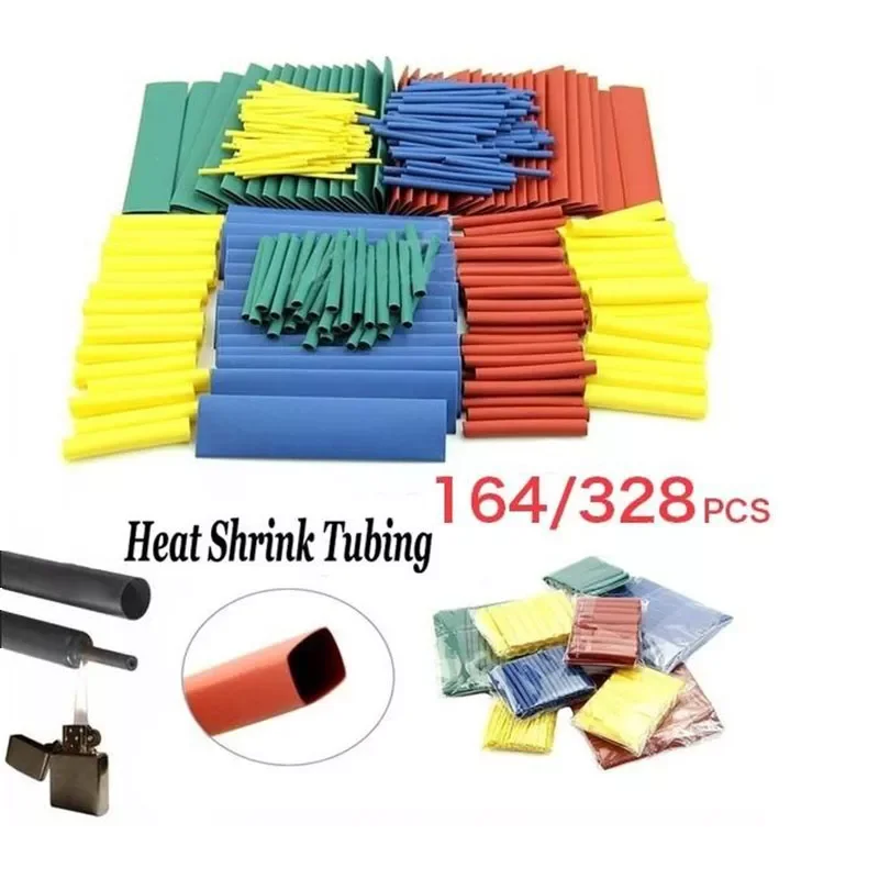 

2:1 Polyolefin Heat Shrink Tubing Cable Tube Sleeving Kit Wrap Wire Set 4 Colors 8 Sizes