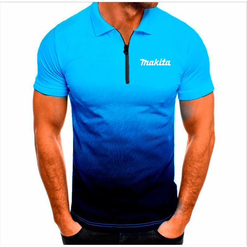 

2023 New MAKITA Logo Printing Summer New Men's Short-Sleeved 100% Cotton T-Shirt Fashion Casual Men's Gradient 3D Short-Sleeved