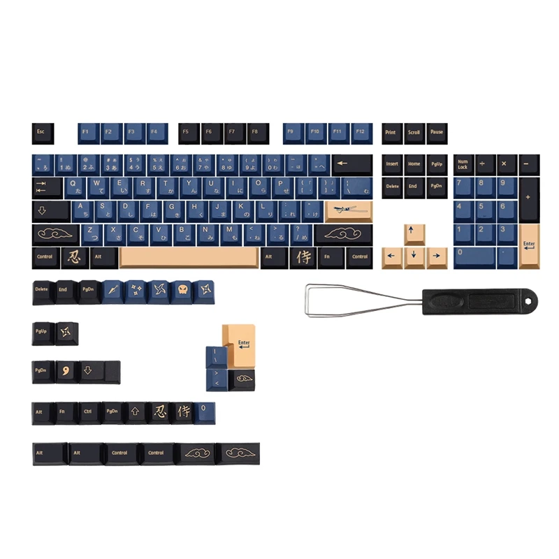 

135 Keys/Set Blue Samurai Theme PBT Dye Subbed Keycap for Mx Cherry Switch Mechanical Keyboard Gmk Keycap