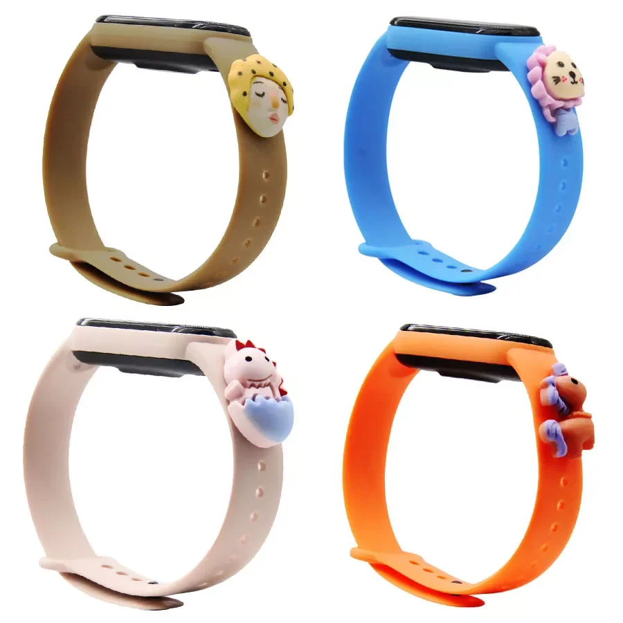 

Silicone Cartoon Doll Strap For Xiaomi mi band 5 6 strap watch wrist bracelet Sport Mi band 3 4 Strap Miband 6 accessories