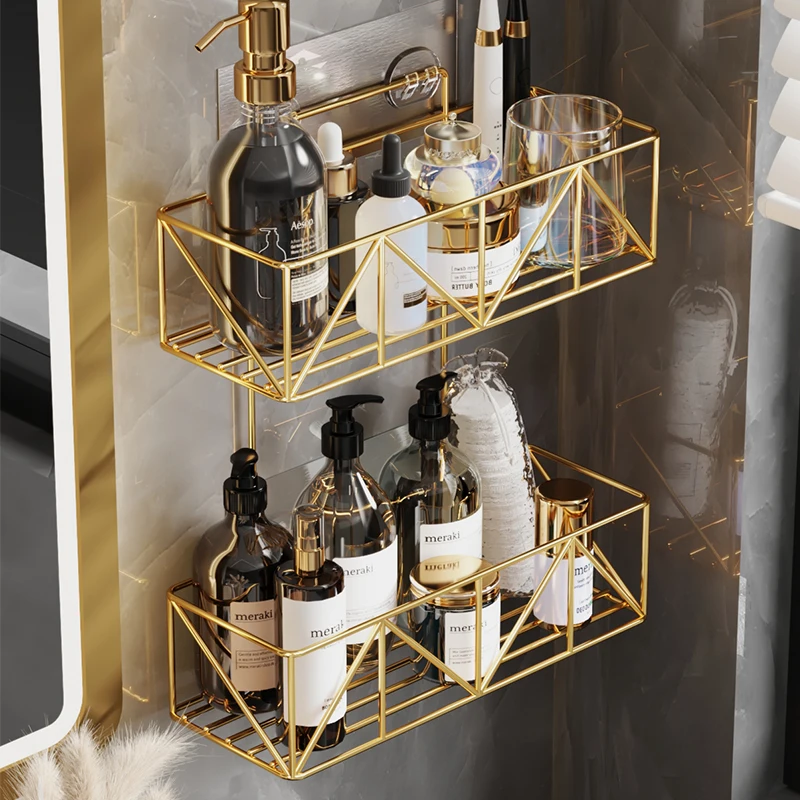

Полка для ванной комнаты, золотистая и черная полка для ванной комнаты, шампуня, мыла, косметики, аксессуары для ванной комнаты