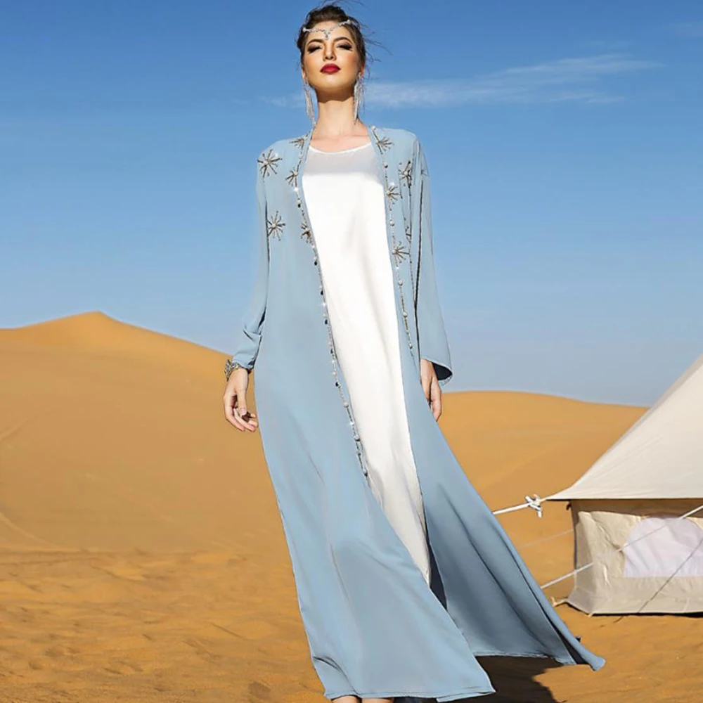 

Ramadan Eid Open Kimono Abaya Dubai Turkey Islam Muslim Dress Abayas For Women Robe Caftan Marocain De Soiree Musulmane Femme