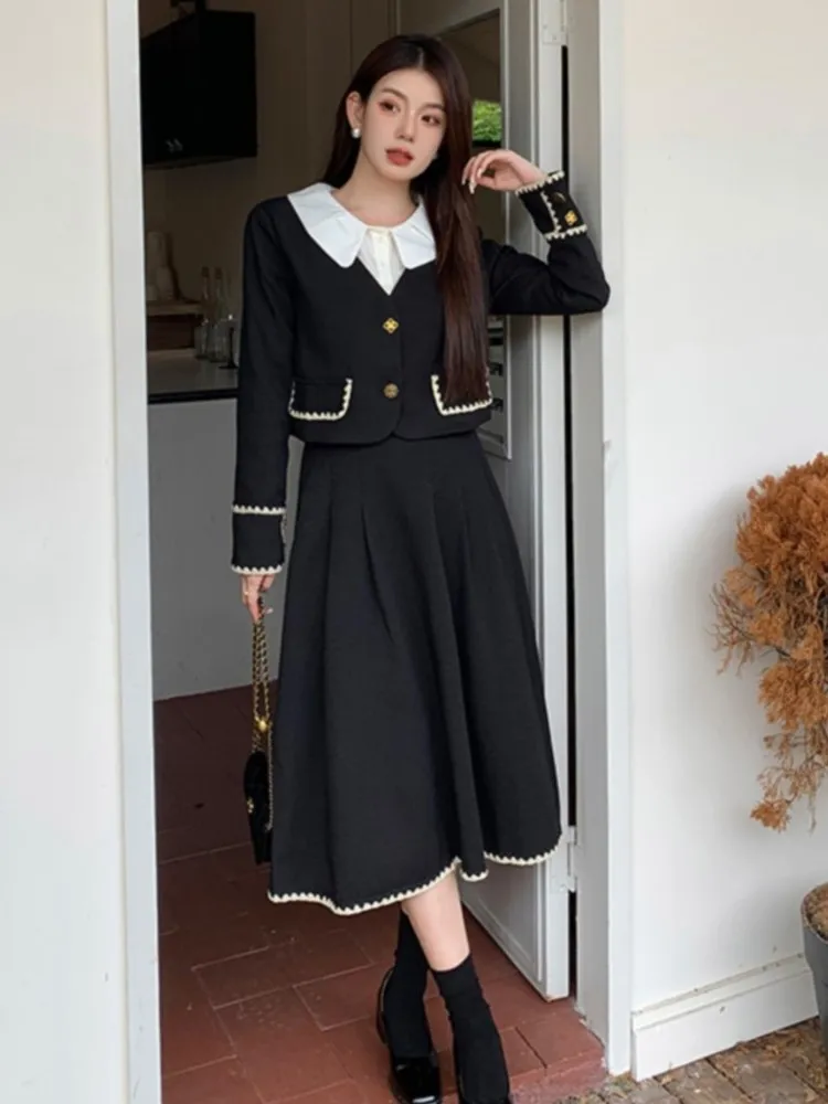 Весенний элегантный твидовый комплект из двух предметов женская модная верхняя